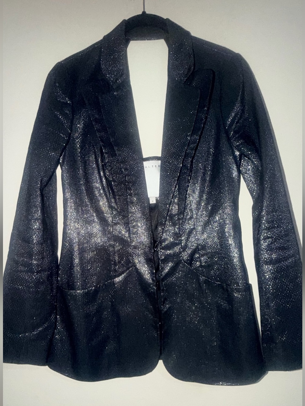 Walter Metallic Black Women's Blazer Jacket - Picture 2 of 12